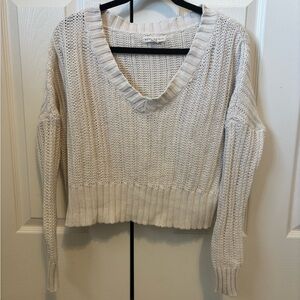 Aeropostale Cream V-Neck Chunky Knit Sweater